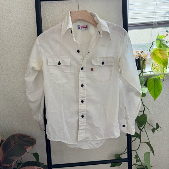 Vintage Levi's Saddleman Tag Orange Tab White Cotton Shirt Size Small - Picture 1 of 5